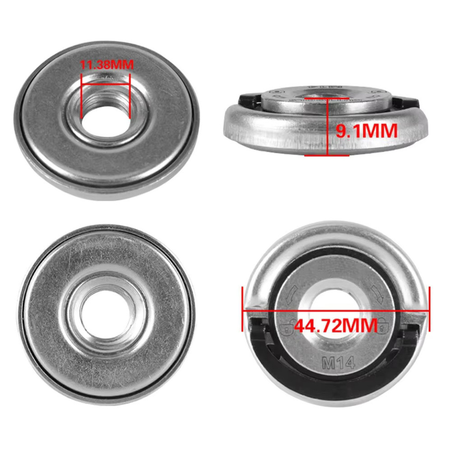 Power Chuck Quick Release Set für Winkelschleifer M14 und M10, Selbstverriegelnde Spannplatte mit Flanschmutter, Farbe: Silber - Bild 5