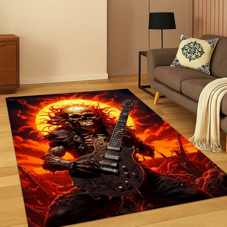 Faviora Rutschfester Teppich mit E-Gitarre und Bass Motiv in Mehrfarbig, Rechteckig, B/T: 60 x 40 cm - Bild 1