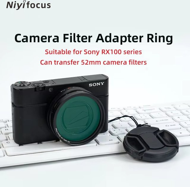 Sony Kamera-Filteradapterring 52mm in Schwarz für Sony RX100, RX100II, RX100III, RX100IV, RX100V, RX100VII, ZV-1 und RX100M5/M5A/M2/M - Bild 1