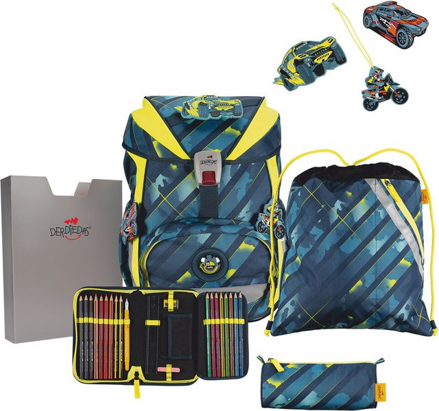 DerDieDas ErgoFlex Schulrucksack-Set 5-teilig mit Sportbeutel Speed Challenge in Blau und Multicolour - Bild 1