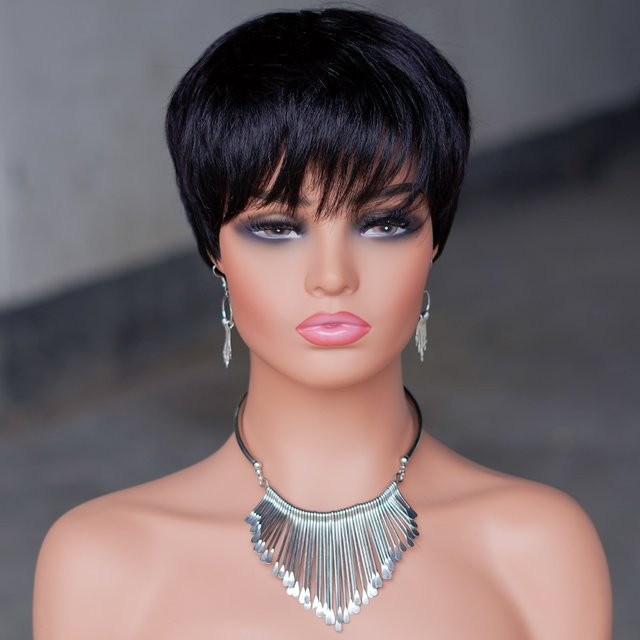 Newmi Echthaar-Perücke Pixie-Schnitt, schwarz, Damen - Bild 1