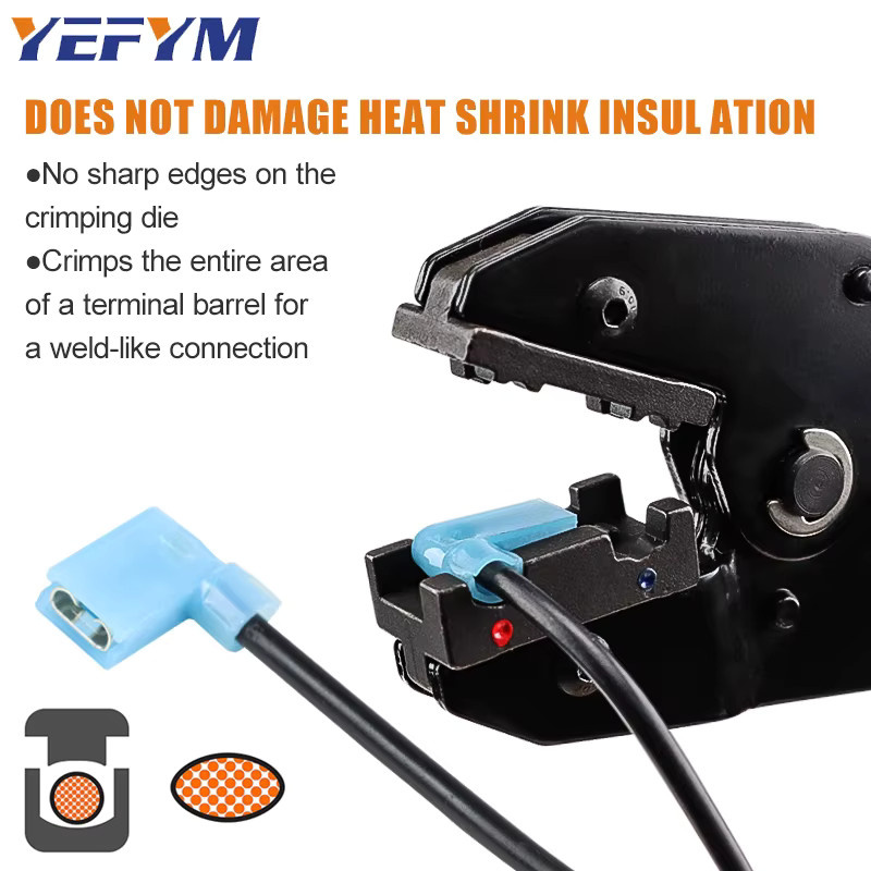 YEFYM Crimpzange YF-07FL für Flaggenklemmen FLDNY1.25/2 und rechtwinklige vorisolierte Flachstecker, geeignet für 18–13 AWG (1–2,5 mm2) - Bild 4