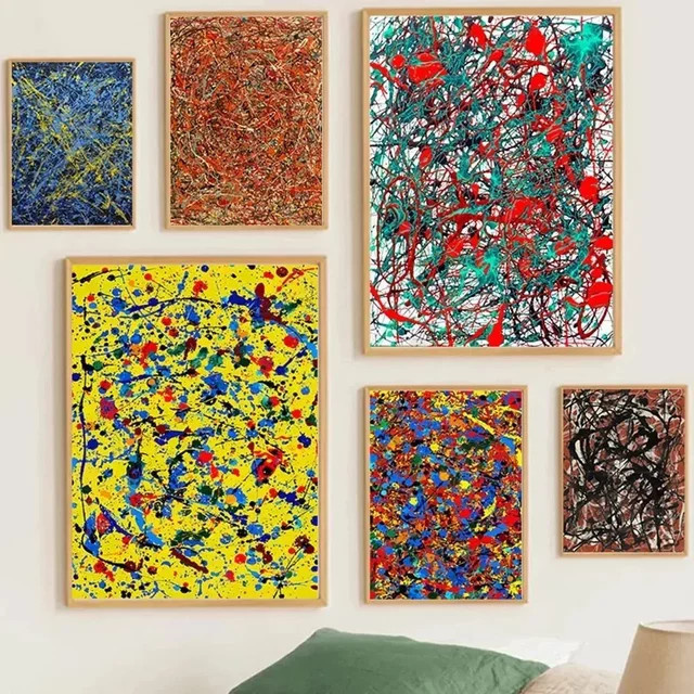 Abstract Jackson Pollock Kunstposter Canvas Wandbild Graffiti Motiv in Mehrfarbig für dein Wohnzimmer und Home Decor - Bild 1