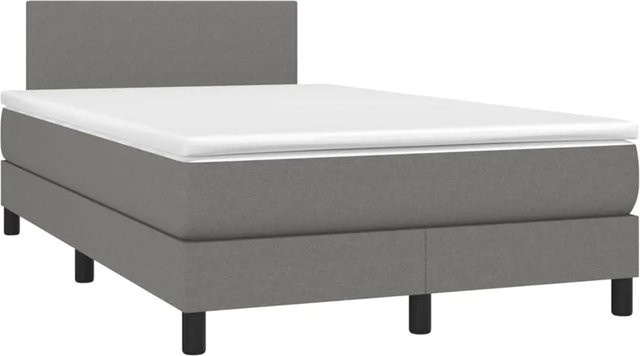 vidaXL Boxspringbett mit Matratze und LED-Unterbettbeleuchtung in Dunkelgrau, Hybrid-Bett mit USB-Ladeport und Taschenfederkern, B/T/H: 120 x 200 x 78 cm - Bild 1