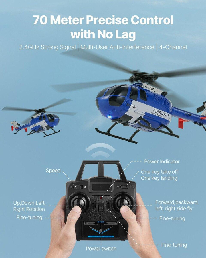 Buying Solutions MB RC-Hubschrauber Fernsteuerung mit LED-Licht und 6-Achsen-Gyroskop - Bild 5