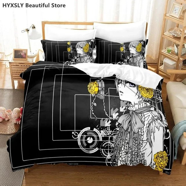 Black Butler Anime Bettwäsche-Set mit Bettbezug und Kissenbezügen in Schwarz, B/H: 135 x 200 cm - Bild 1