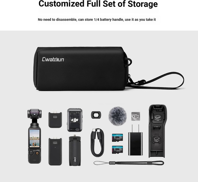 CADeN Kameratasche für DJI Pocket 4/3, schützende multifunktionale Brusttasche für Zubehör, Schwarz - Bild 1