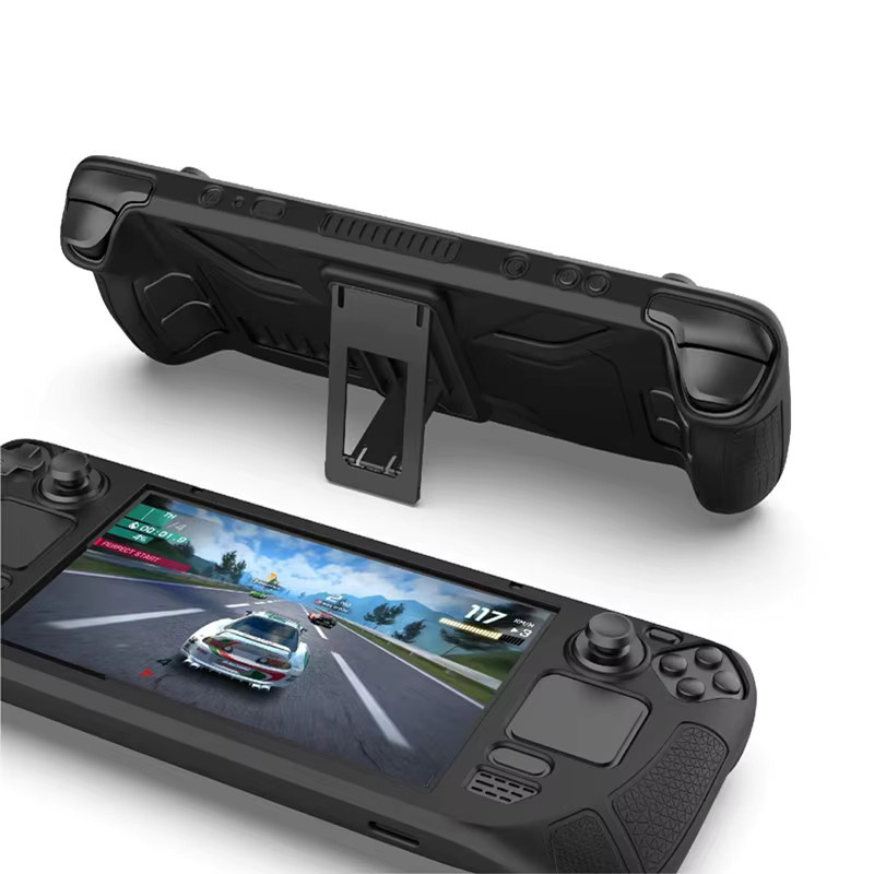 KOMIER Silikonhülle für Steam Deck OLED Spielekonsole in Purple mit integrierter Halterung - Bild 3
