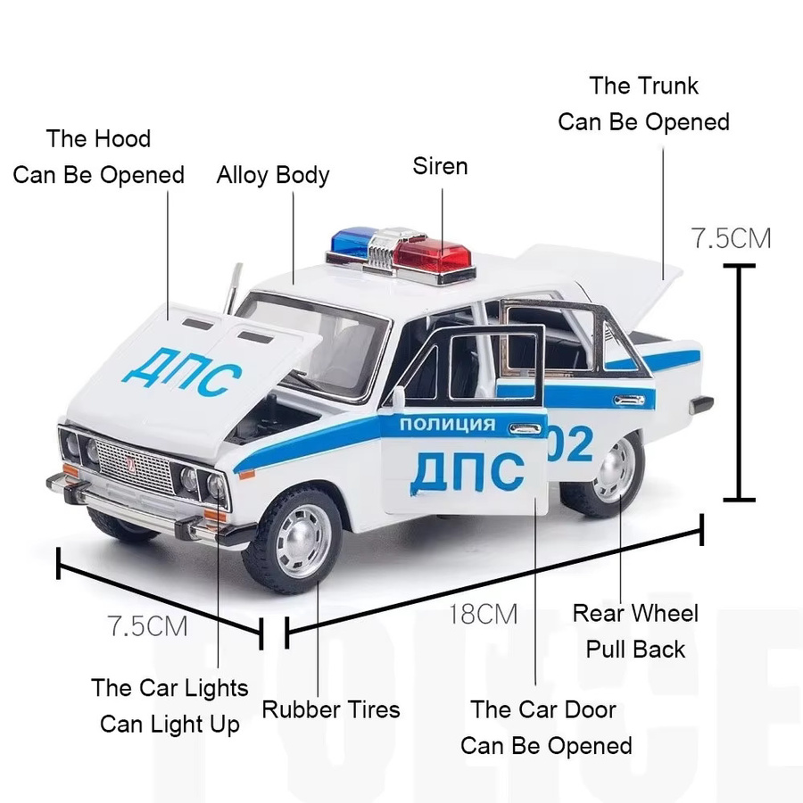 RMZ city Lada 2106 Polizeiautomodell, Spielzeug, 1:24, Metall, Gummi - Bild 1