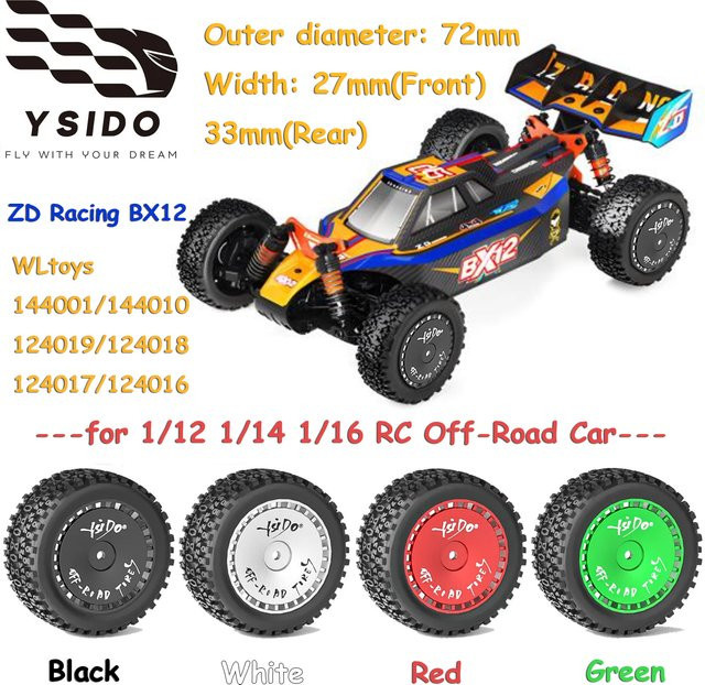 WLtoys Vorder- und Hinterreifen, 72mm, 12mm HEX, für 1/10 1/12 1/14 RC Offroad-Auto - Bild 1