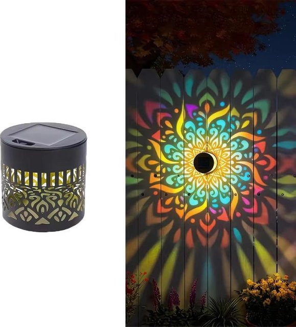 YJMP Super Lighting Solare Mandala Wandleuchte LED Außenbereich Wasserdicht IP65 Multicolor Schwarz - Bild 1