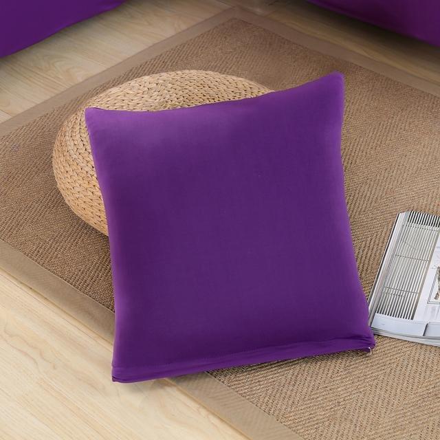 Elastischer Kissenbezug in Lila, quadratische Dekorative Kissenhülle für Sofa und Möbel, B/B: 45 x 45 cm - Bild 1