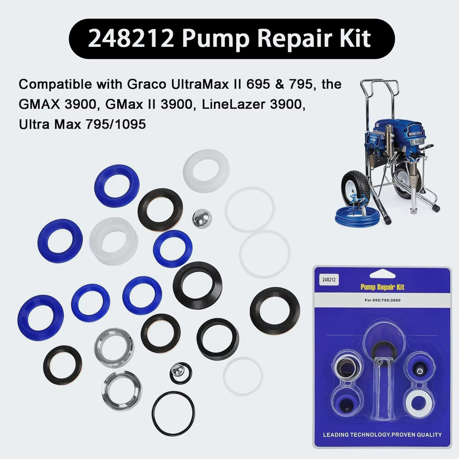 Graco Pumpen-Reparatursatz 248212 passend für Ultra Max II 695 795, GMax II 3900 und LineLazer 3900 Airless Farbspritzgeräte - Bild 3