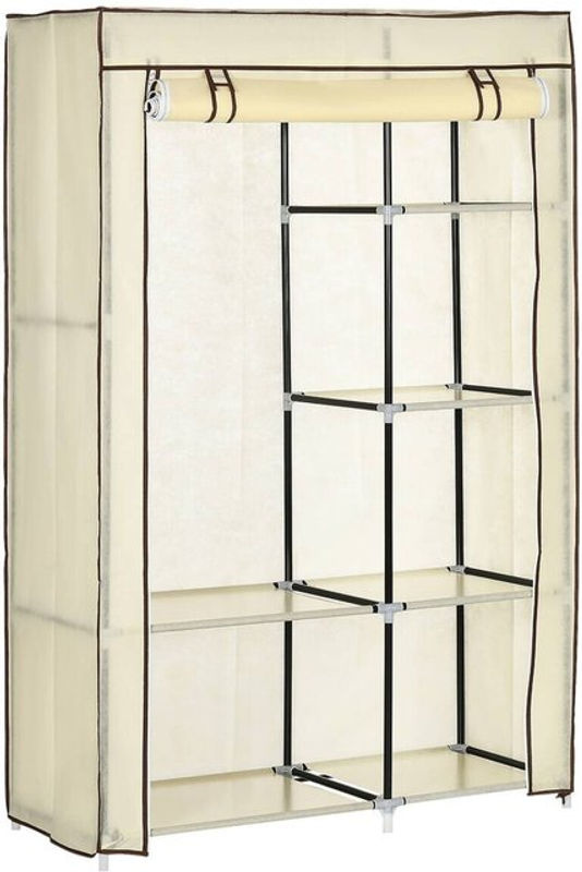 HOMCOM Kleiderschrank Stoffschrank mit Kleiderstange und Regalfächern in Cremeweiß, B/T/H: 103 x 43 x 162,5 cm - Bild 3
