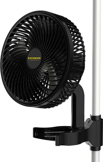 KAVUNION EC Geräuscharmer Clip-Ventilator in Schwarz mit Schwenkkopf für Luftzirkulation und Zeltaufstellung - Bild 1