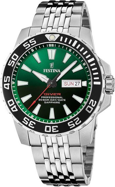 Festina Herrenuhr Professional Diver, Quarz, Edelstahl, 45 mm, 20 ATM - Bild 1