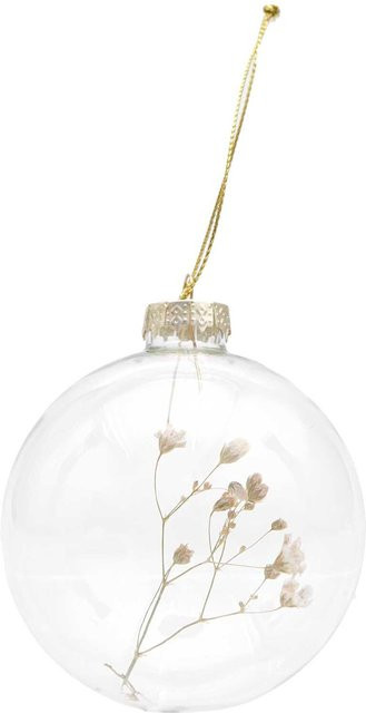 Rico Design Glaskugel Baumschmuck mit Trockenschleierkraut, transparent, Durchmesser: 8 cm - Bild 1