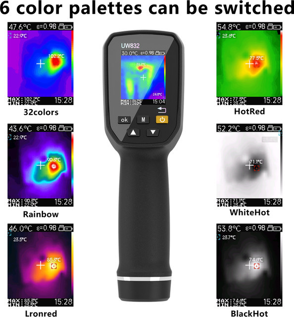 UWEI Infrarot-Wärmebildkamera mit Handgerät, 300.000 Pixel, USB wiederaufladbar, buntes Display, Emissionsgrad 0,01-1, Schwarz - Bild 1