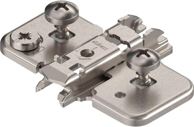 Blum Exzenter-Kreuzmontageplatte Clip Zwillingsanschlag Expando aus Stahl in Silber, Distanz: 0 mm - Bild 1