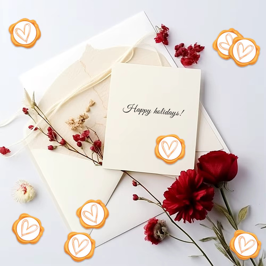 Selbstklebende Wachssiegel-Aufkleber mit Herzmuster für Hochzeit und Geschenke - Bild 5