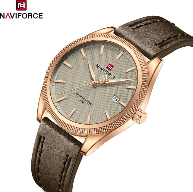 NAVIFORCE Armbanduhr, Quarz, Leder, Roségold, Herren - Bild 1
