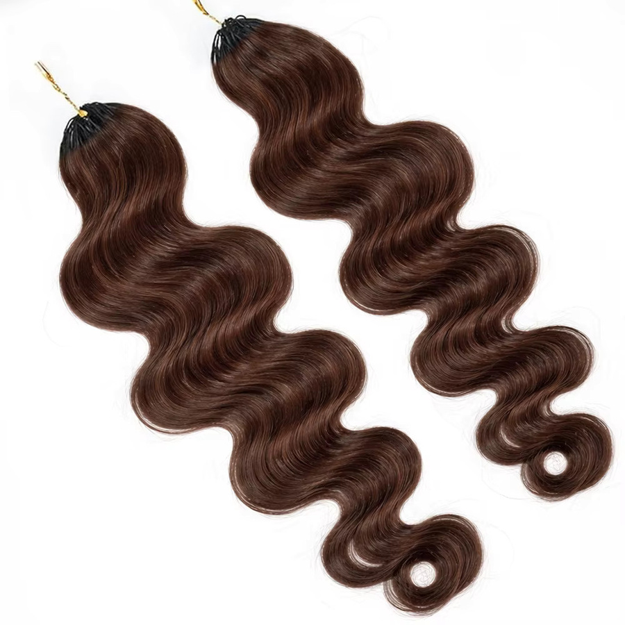 QAANA Haarextension Body Wave Feather Crochet, 12A Rohhaar, Dunkelbraun - Bild 2