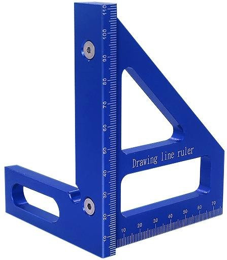 NATAWA Quadratischer Winkelmesser aus Aluminiumlegierung für Holzbearbeitung und Tischlerarbeiten, Blau - Bild 1