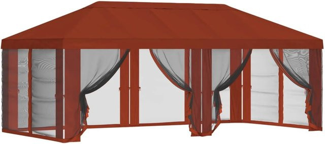 vidaXL Pavillon mit Dach und Seitenwänden aus Polyester in Terrakotta, B: 6 m, T: 3 m, H: 2,765 m - Bild 1