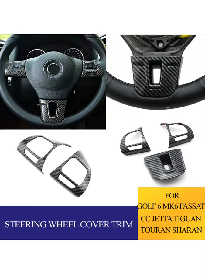 Lenkradabdeckung Zierleiste für VW Golf Mk6 Passat B7 CC EOS Tiguan Jetta Touran Sharan Caddy in Schwarz von A Little Change - Bild 6