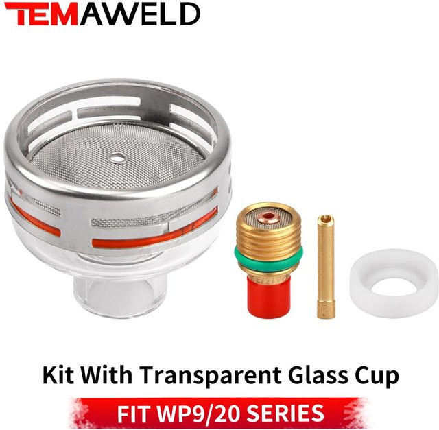 TEMAWELD WIG-Schweißbrenner Zubehör Set mit transparenter Gaslinse und Keramikdüsen für WP9 und WP20 Schweißbrenner - Bild 1