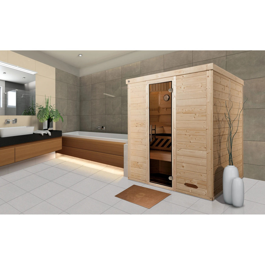 Weka Massivholzsauna Kemi aus Fichtenholz mit Glastür und 7,5 kW Sparset, braun, B/H/T: 195 x 200 x 145 cm - Bild 2