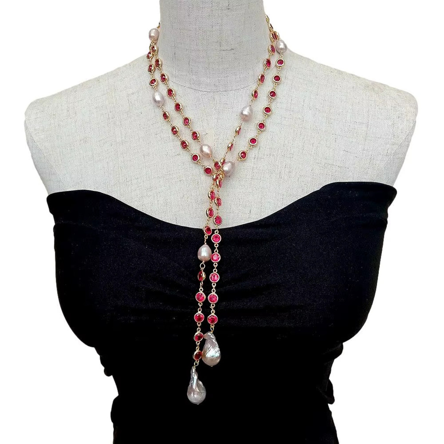 KAKAIBAGEMS Halskette, Zirkonia, Perle, lila, 124 cm - Bild 2