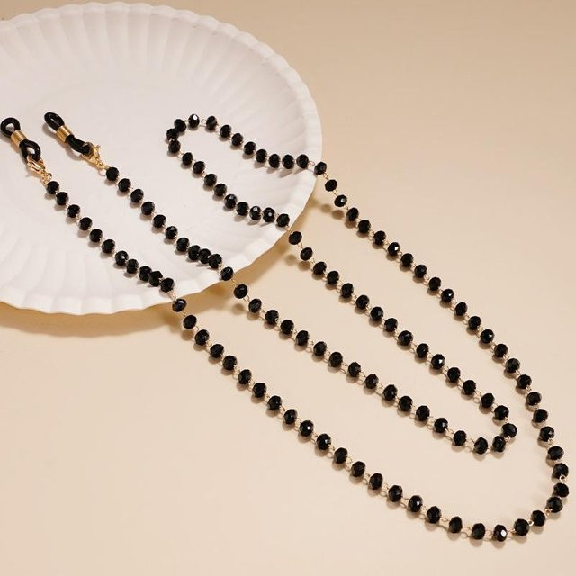 Lesebrillen Kette, Kristall, Perle, Messing, Schwarz, Damen - Bild 1