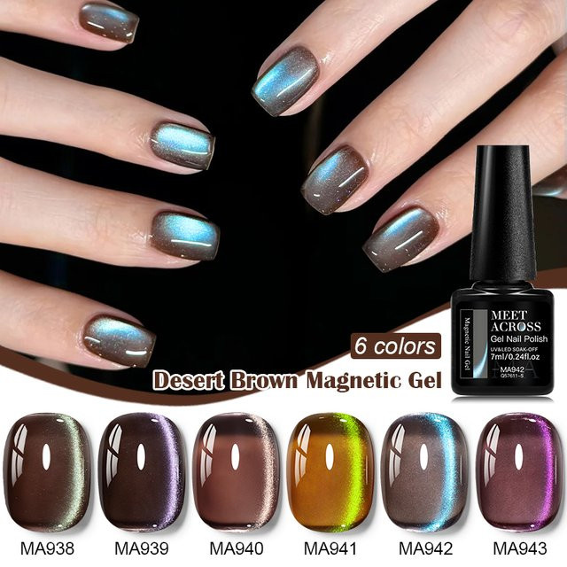MEET ACROSS Magnetischer Gel-Nagellack, Desert Brown, Glänzend - Bild 1