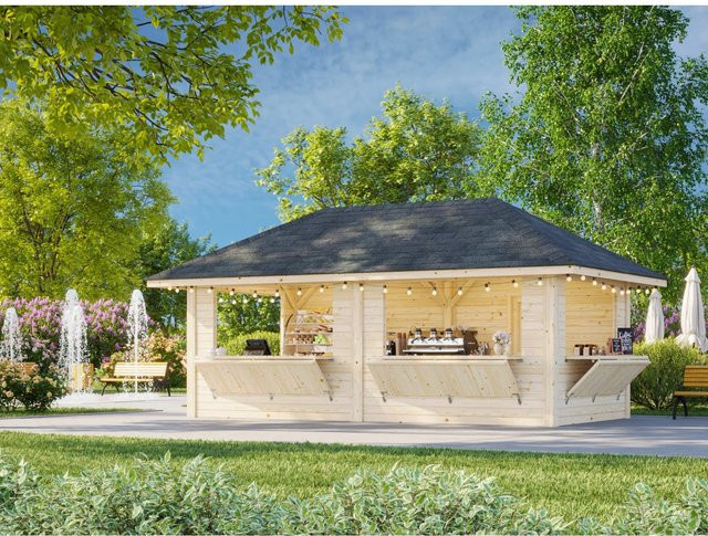 Palmako Marktstand Bianca Set aus Fichtenholz, Lackiert in Weiß, B/T/H: 588 x 300 cm - Bild 1