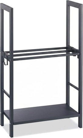 Relaxdays Kaminholzregal aus Stahl in Anthrazit mit 2 Ablagen, B/T/H: 100 x 60 x 30 cm