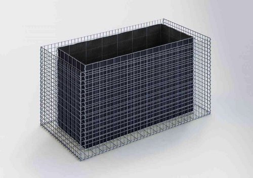 Gabiona eckiges Gabionen-Hochbeet aus galvanisiertem Stahl in Silberfarben, B/T/H: 200 x 100 x 100 cm - Bild 1