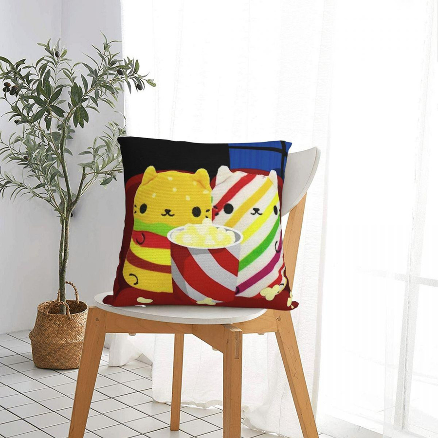 Quadratischer Kissenbezug Katzen gegen Gurken Multicolor Peach Skin B/B: 18 x 18 cm - Bild 4