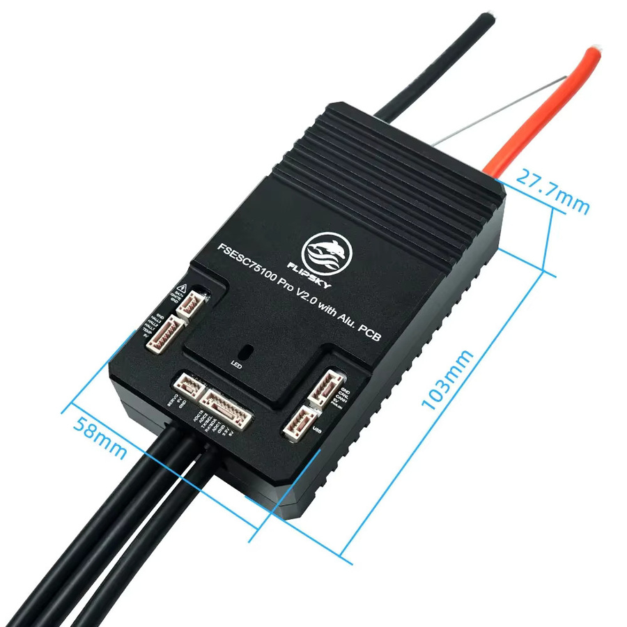 Flipsky 75100 Pro V2.0 VESC-Controller mit Aluminium-PCB und Netzschalter in Schwarz für Elektro-Skateboards, Scooter und E-Bikes - Bild 3