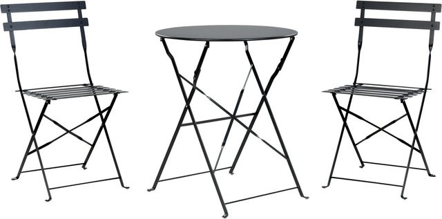 Beliani Bistro Set FIORI Modernes Gartenmöbel-Set aus Metall in Schwarz für Balkon und Terrasse - Bild 1