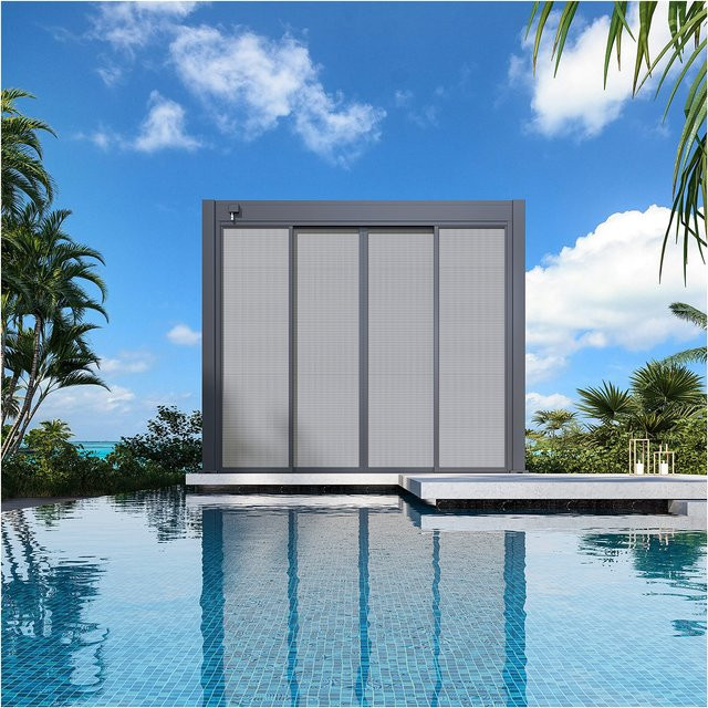 Weide Sichtschutz Textil für Pergola als Schiebepaneel aus Polyester, Farbe Anthrazit, Breite: 300 cm - Bild 1