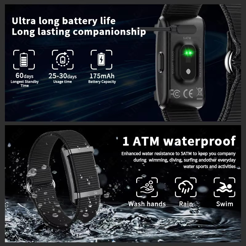LIGE Smart Watch Fitness Tracker mit Herzfrequenzmessung, Schlaf-Tracking und Wasserdichtigkeit, Schwarz, Unisex - Bild 5