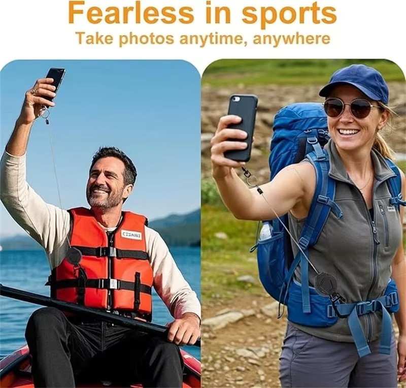 Einziehbarer Diebstahlschutz Outdoor-Handyhalter mit Sicherheitsseil und Gürtelclip in Schwarz für iPhone 17 18 - Bild 4
