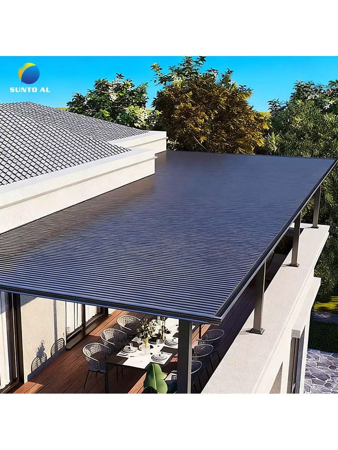 SUNTO Outdoor Pergola mit Aluminium-Rahmen und Markisendach für Balkon und Terrasse in Natur - Bild 5