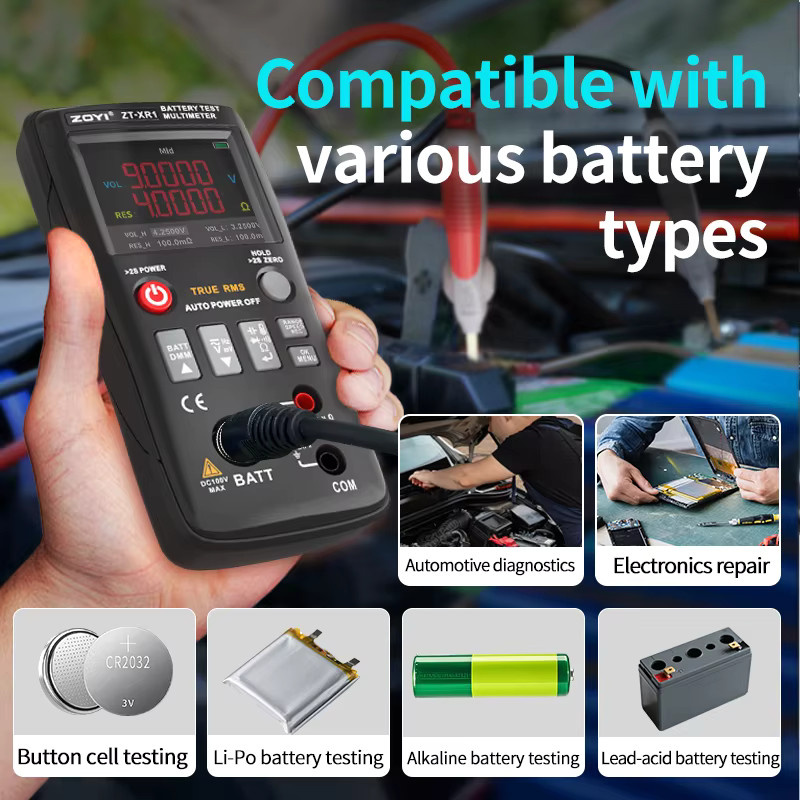 ZOYI ZTXR1 Hochpräzises Lithium-Batterie-Innenwiderstandsmessgerät und Multifunktions-Multimeter für 18650 Batterien in Schwarz - Bild 2