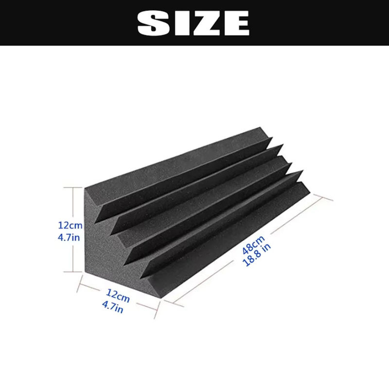 Acoustanker Akustik-Bassfalle Set aus hochdichtem Schaumstoff, 8 Stück, Schwarz, B/T/H: 12 x 12 x 48 cm - Bild 2