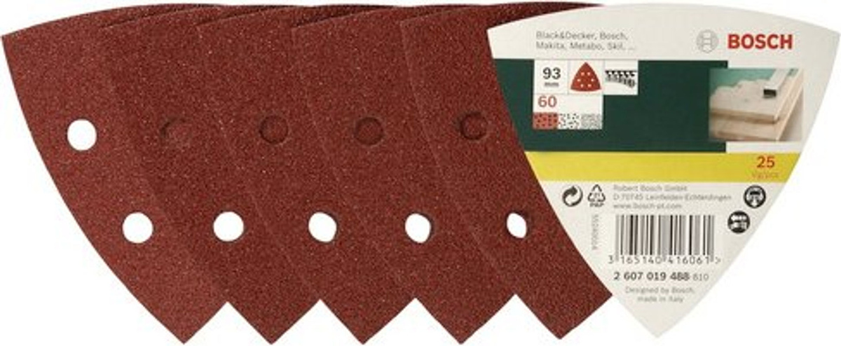 Bosch Schleifblatt-Set für Delta-Schleifer für Holz und Metall, Körnung 60 bis 240, Farben: Grün und Rot, Durchmesser: 93 mm - Bild 3