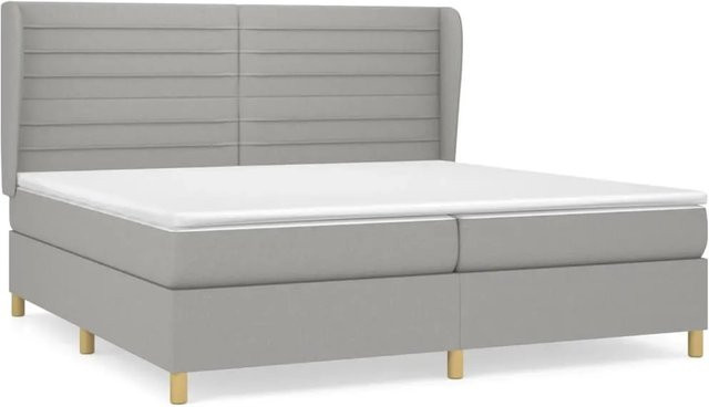 vidaXL Boxspringbett Hybrid mit Matratze und Taschenfederkern, Hellgrau, B/T/H: 200 x 200 x 128 cm - Bild 1