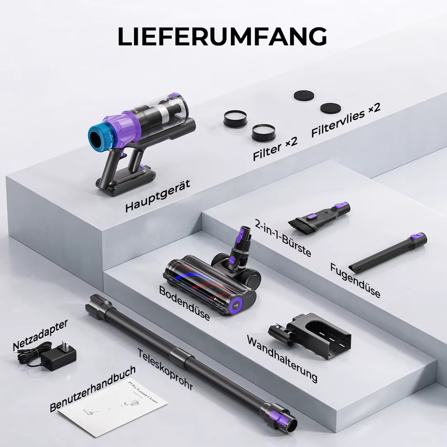 RedKey P9 Pro Akku-Staubsauger mit 650 W und 75 kPa Saugleistung, beutelloser Stabstaubsauger für Zuhause und Auto mit 70 Minuten Laufzeit - Bild 7