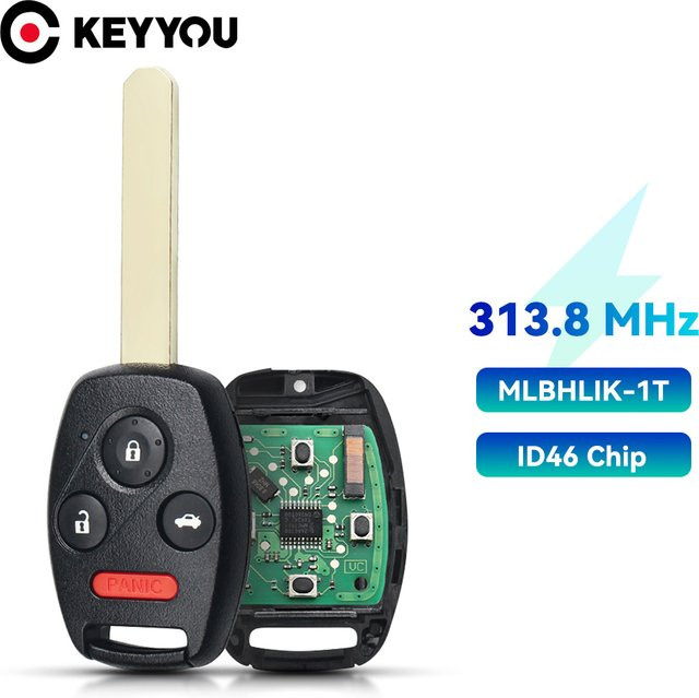 KEYYOU Fernbedienung Autoschlüssel 313,8 MHz für Honda Accord Element CR-V HR-V Fit City Jazz Odyssey, 4 Tasten, Schwarz, MLBHLIK-1T - Bild 1